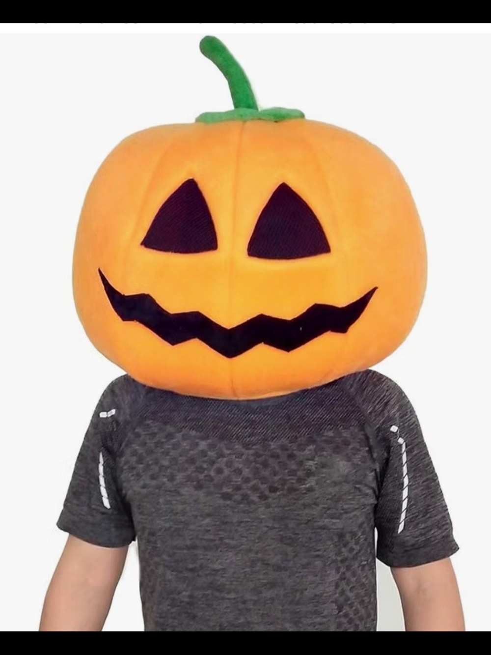 Kids Orange Pumpkin Head Costume Mask - Plush Jack-O'-Lantern